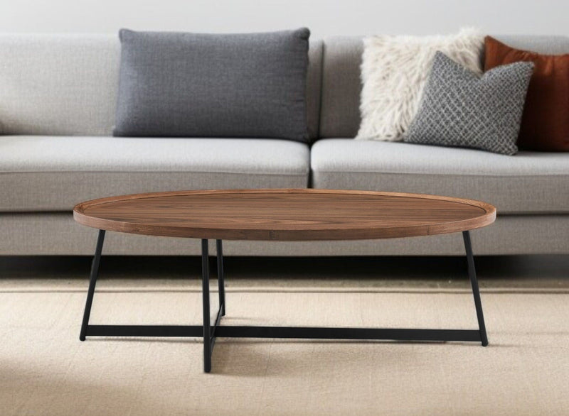 Metal Oval Coffee Table - Brown / Black