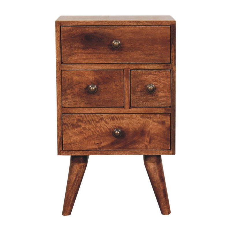 Solid Wood Four Drawer Nightstand - Brown