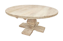 Load image into Gallery viewer, 70" Rounded Solid Wood Pedestal Base Dining Table - Brown
