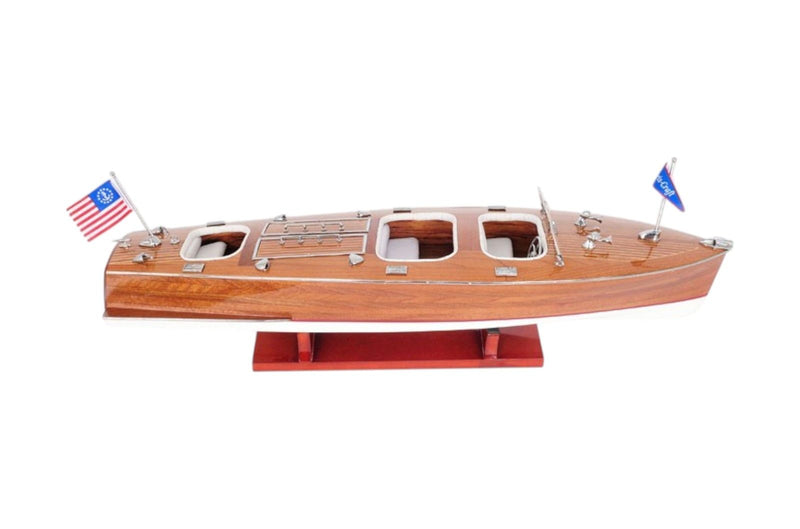 Hand Painted Model Boat Tabletop Sculpture (401867) - Brown