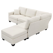 Load image into Gallery viewer, [VIDEO provided][New]89.8*60.2&quot; Modern Sectional Sofa,5-Seat Modular Couch Set with Convertible Ottoman,L-Shape Linen Fabric Corner Couch Set with 2 Pillows for Living Room,Apartment,Office, 3 Colors
