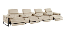 Load image into Gallery viewer, Top Grain Leather Reclining Metal USB Sofa (720351) - Beige
