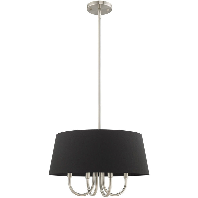 20'' Four Light Dimmable Chandelier With Shades - Nickel / Pearl Silver