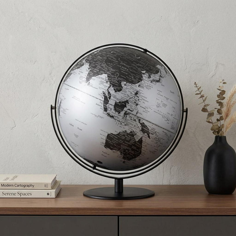 Modern Poly Globe - Black / Silver