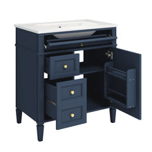 Load image into Gallery viewer, Bathroom Vanity With Medicine Cabinet, Royal Mirror Cabinet, Modern Bathroom Storage Cabinet With 2 Soft Closing Doors And 4 Drawers
