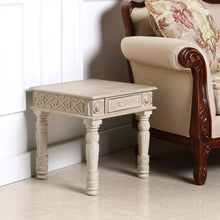 Load image into Gallery viewer, Distressed Solid Wood Square End Table - White
