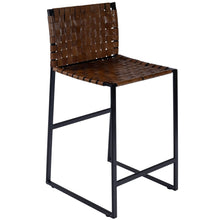 Load image into Gallery viewer, 36" Leather And Iron Bar Chair - Brown And Black
