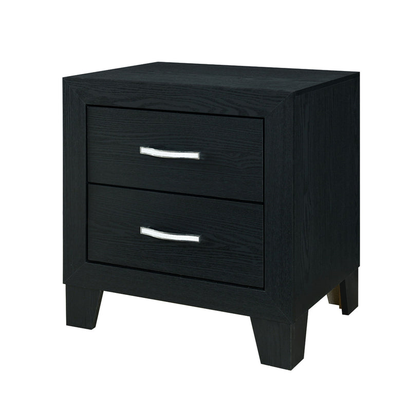 22" Solid And Manufactured Wood Two Drawer Nightstand - Black