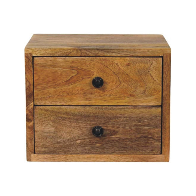 12" Solid Wood Two Drawer Floating Nightstand - Brown
