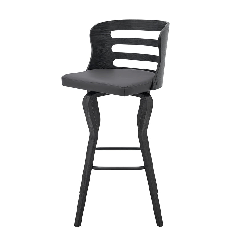 39" Faux Leather Swivel Low Back Bar Height Bar Chair - Gray / Black
