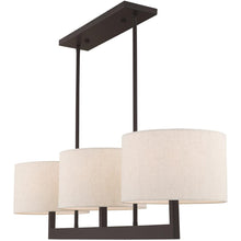 Load image into Gallery viewer, 22" Three Light Metal Dimmable Chandelier With Shades - Bronze / Cream
