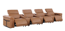 Load image into Gallery viewer, Top Grain Leather Reclining Metal USB Sofa (720375) - Chestnut
