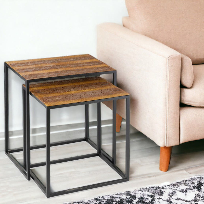 22" Resin End Table - Black And Brown