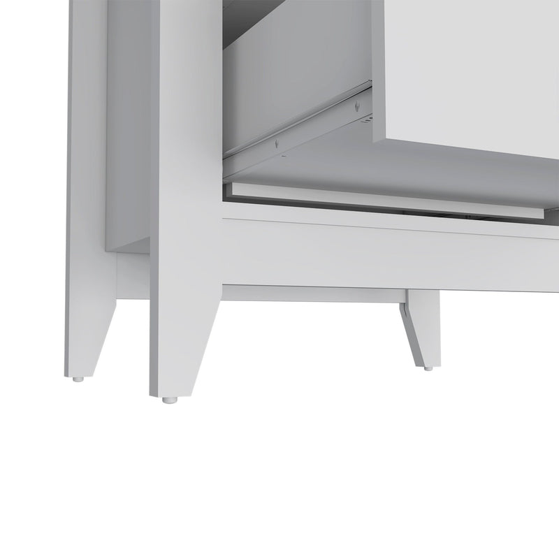 24" Two Drawer Faux Wood Nightstand - White