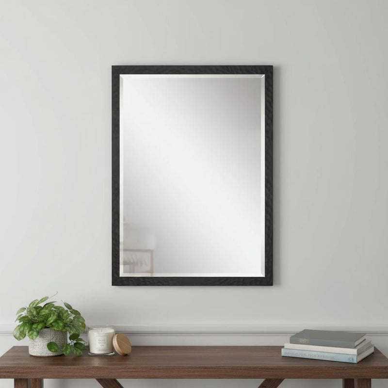 Hammered Geometric Framed Accent Mirror - Black