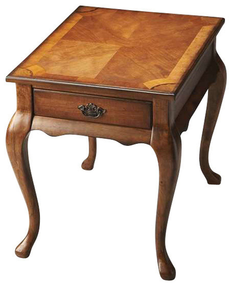 Solid And Manufactured Wood End Table With Drawer - Medium Brown
