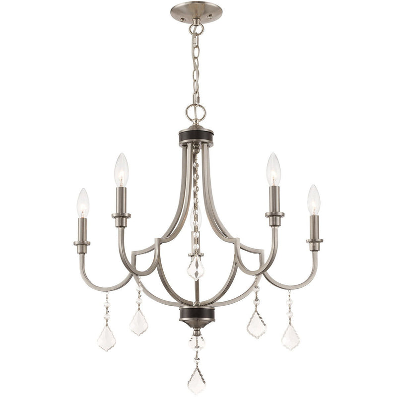 27'' Five-Light Dimmable Chandelier With Shades - Nickel