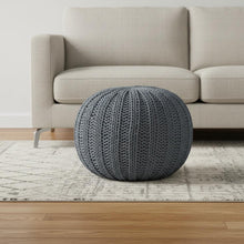 Load image into Gallery viewer, Cotton Round Ottoman - Gray
