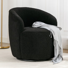 Load image into Gallery viewer, Teddy Fabric Swivel Accent Armchair Barrel Chair With Powder Coating Metal Ring
