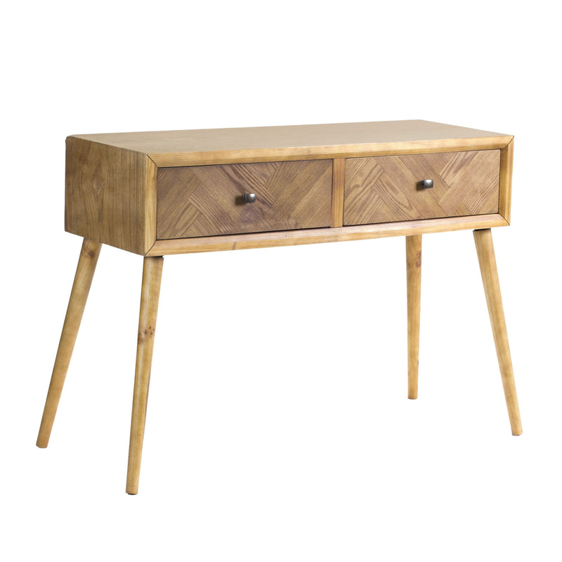 47" End Table With Two Drawers - Brown