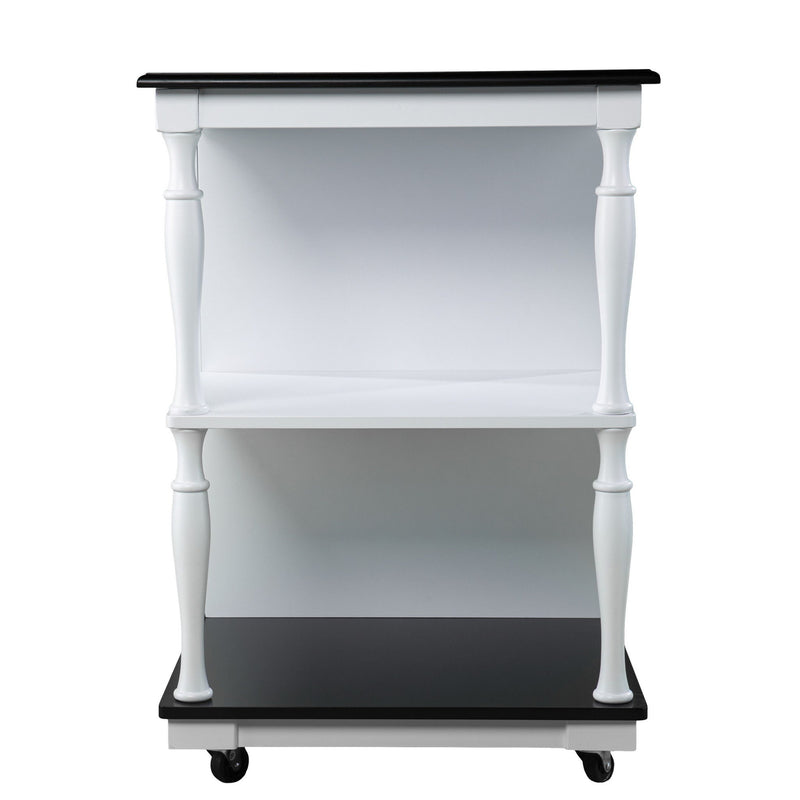39" Rolling Kitchen Island With Storage - Black / White