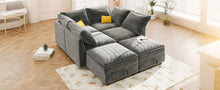 Load image into Gallery viewer, Versatile 6 Piece Modular Sofa Bed With Storage, Stylish Faux Double Layer Cushions, Comfortable &amp; Durable Design, Perfect For Any Living Space
