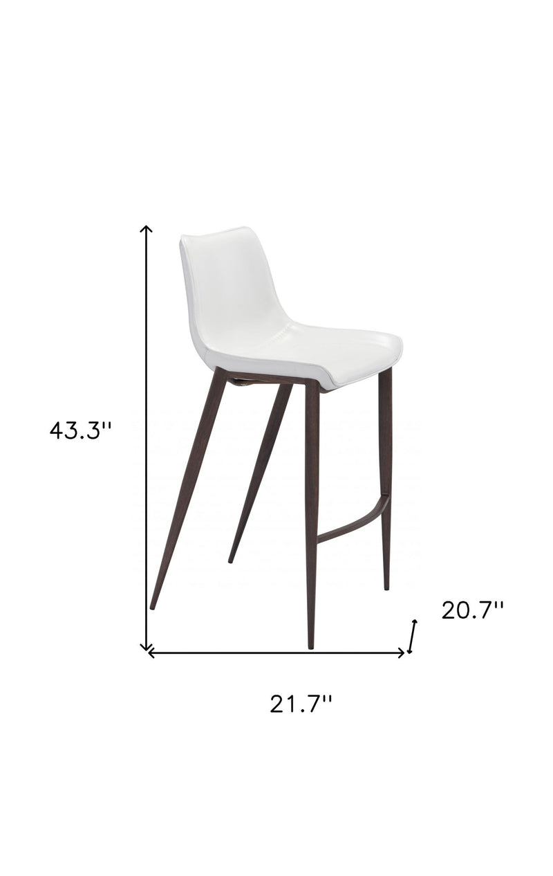 30" Steel Low Back Bar Height Bar Chairs (Set of 2) - White And Brown