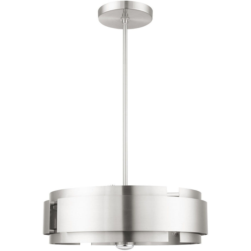 16" Five Light Dimmable Chandelier With Shades - Nickel