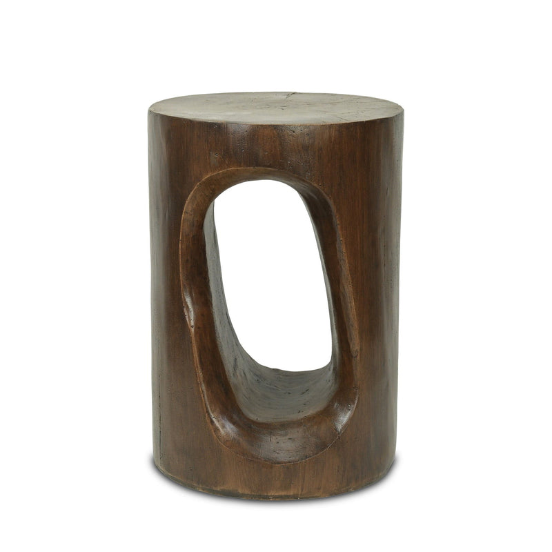 Faux Stone Round Tree Stump End Table - Brown