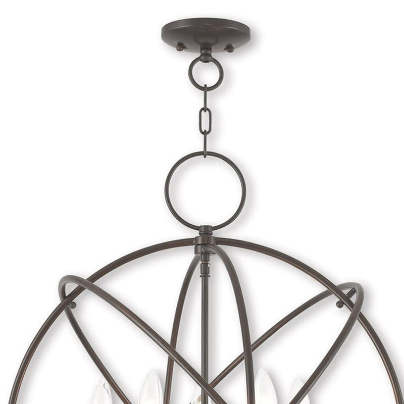 27" Five Light Dimmable Chandelier With Shades - Bronze