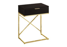 Load image into Gallery viewer, Wood And Metal End Table With Drawer - Gold And Black
