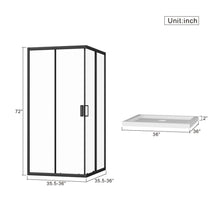 Load image into Gallery viewer, Corner Shower Enclosure, Double Sliding Door &amp; Shower Base - Matte Black
