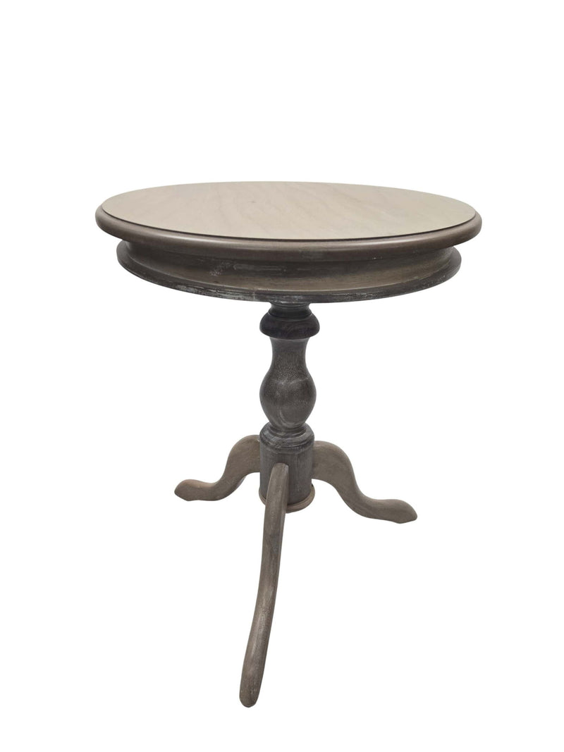 25" Solid Wood Round Pedestal End Table - Natural