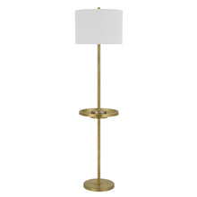 Load image into Gallery viewer, Tray Table Floor Lamp With White Square Shade - Brass
