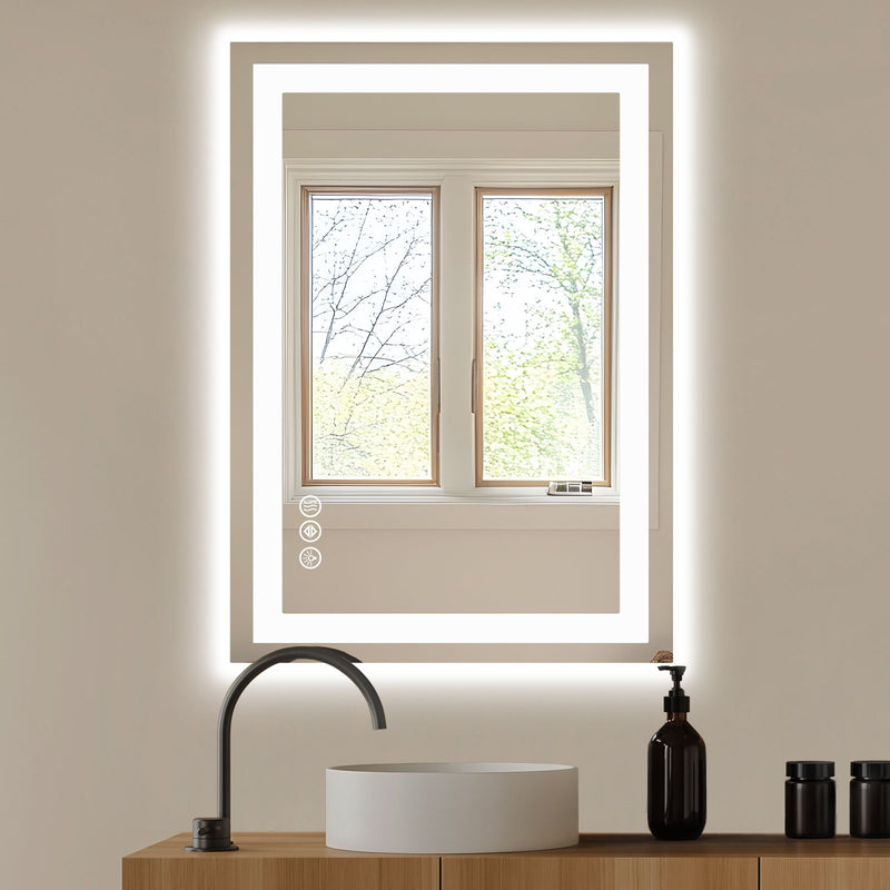 24" Lighted Frameless Bathroom Vanity Mirror - Clear