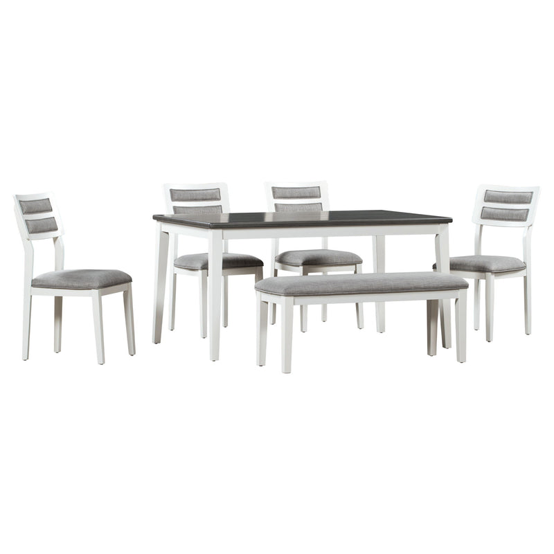 6 Piece Dining Set, Upholstered Chairs And Bench