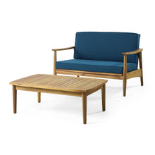 Load image into Gallery viewer, Outdoor Acacia Wood Loveseat Set With Coffee Table
