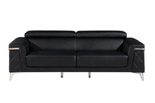 Load image into Gallery viewer, Sofa With Silver Legs Italian Leather - Black
