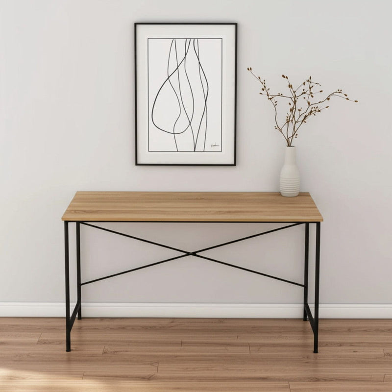 47" Wood And Metal Computer Desk - Oak