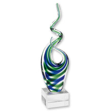 Load image into Gallery viewer, Murano Modern Abstract Tabletop Sculpture (376074) - Clear / Blue / Green
