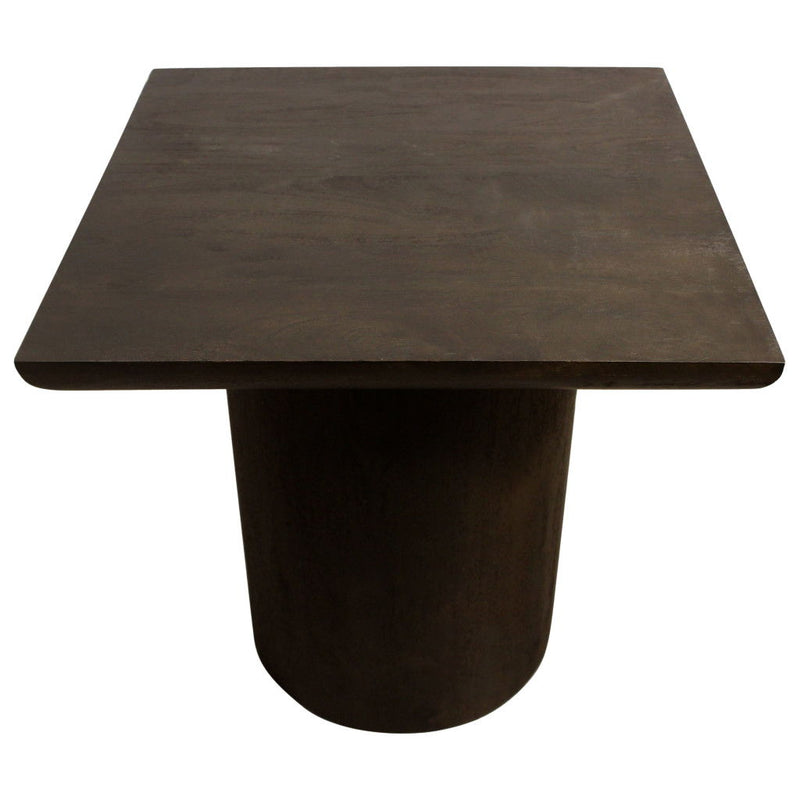 24" Distressed Solid Wood Square Pedestal End Table - Dark Brown