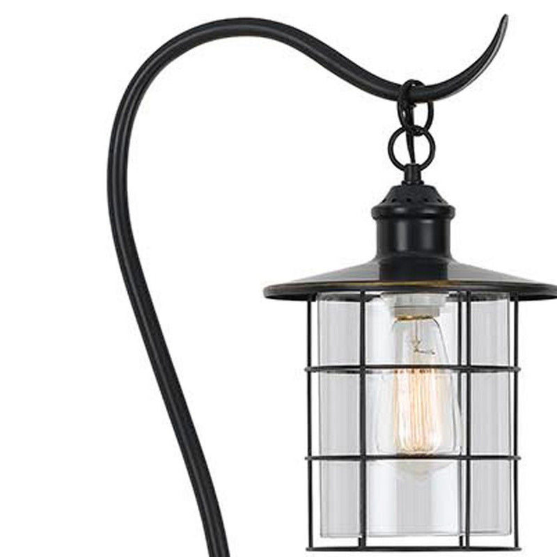 Lantern Style Floor Lamp With Glass And Metal Shade - Antiqued Bronze