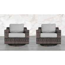 Load image into Gallery viewer, Contemporary Outdoor Swivel Patio Chair With Cushions (Set of 2) - Brown

