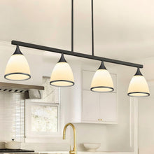 Load image into Gallery viewer, Kitchen Island Four Light Wrought Frosted Flush Chandelier With Shades - Black / Frost
