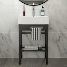 Load image into Gallery viewer, Console Sink With 304 Legs, 24&quot; X 16.75&quot;, Wall Mounted Design - White / Black
