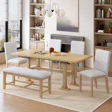 Load image into Gallery viewer, Topmax - 6 Piece Farmhouse Extendable Dining Table Set Trestle Kitchen Table Set With Removable Leaf And Upholstered Dining Chair And Bench For Dining Room
