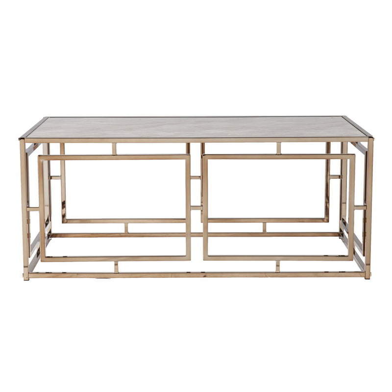Glass Metal Rectangular Coffee Table - Champagne
