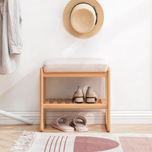 Load image into Gallery viewer, Shoe Bench, Beech Wood Storage Rack Organizer With High Rebound Sponge Cushion - Natural
