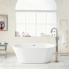 Load image into Gallery viewer, Gloss Freestanding Bathtub With Overflow And Pop Up Drain, Stand Alone Soaking Tub - Glossy White
