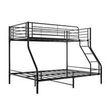 Load image into Gallery viewer, Heavy Duty Twin-Over-Full Metal Bunk Bed, Easy Assembly with Enhanced Upper-Level Guardrail, Black
